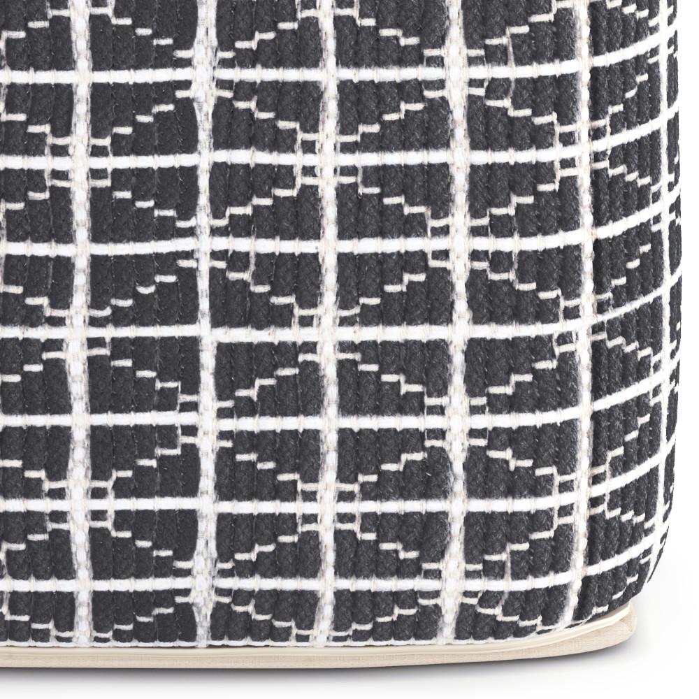 Slate Grey and White | Noreen 18 in Wide Square Pouf