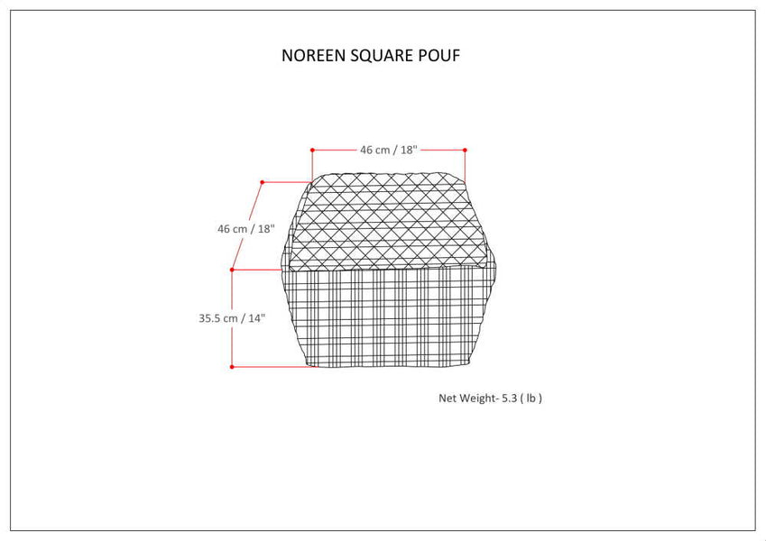 Slate Grey and White | Noreen 18 in Wide Square Pouf