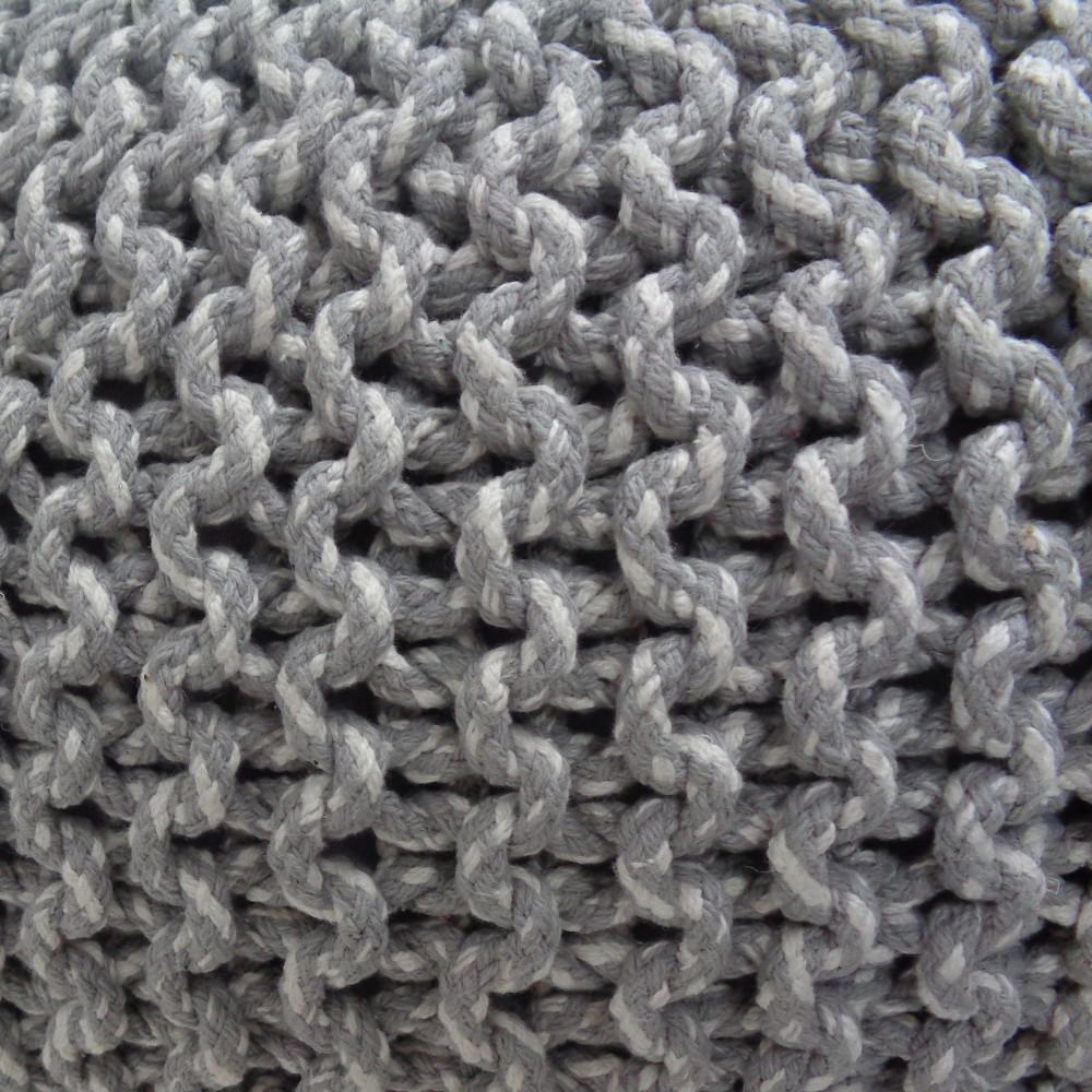 Grey | Nikki 20 in Wide Hand Knit Round Pouf