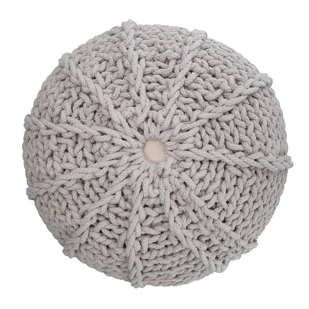 Landry 20 in Wide Hand Knit Round Pouf