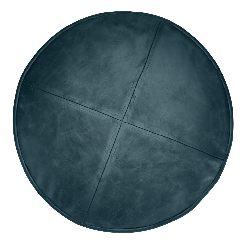 Distressed Teal Blue | Connor Round Leather Pouf