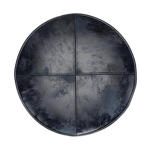 Distressed Navy Blue | Connor Round Leather Pouf
