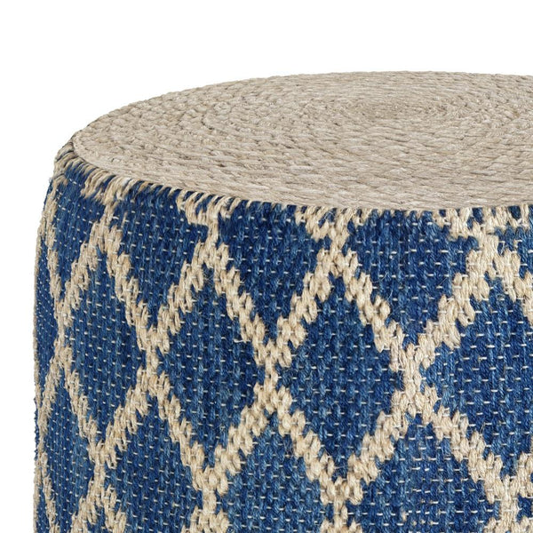 Classic Blue and Natural | Edgeley Round Pouf