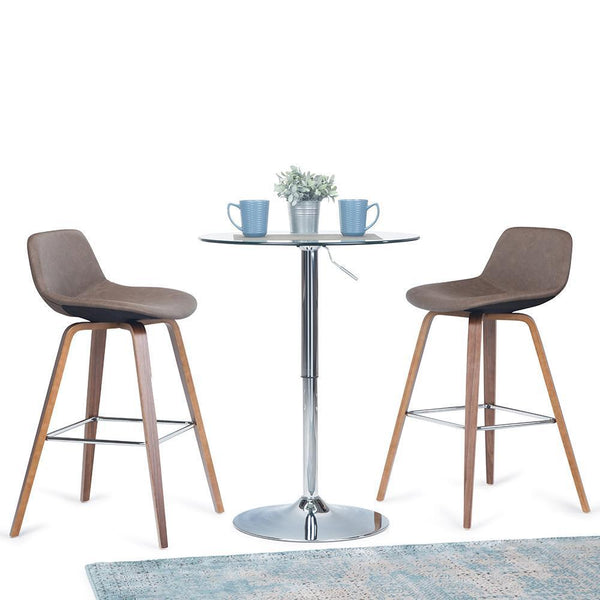 Distressed Chocolate Brown Distressed Vegan Leather Natural | Randolph Bentwood 26 inch Bar Stool (Set of 2)