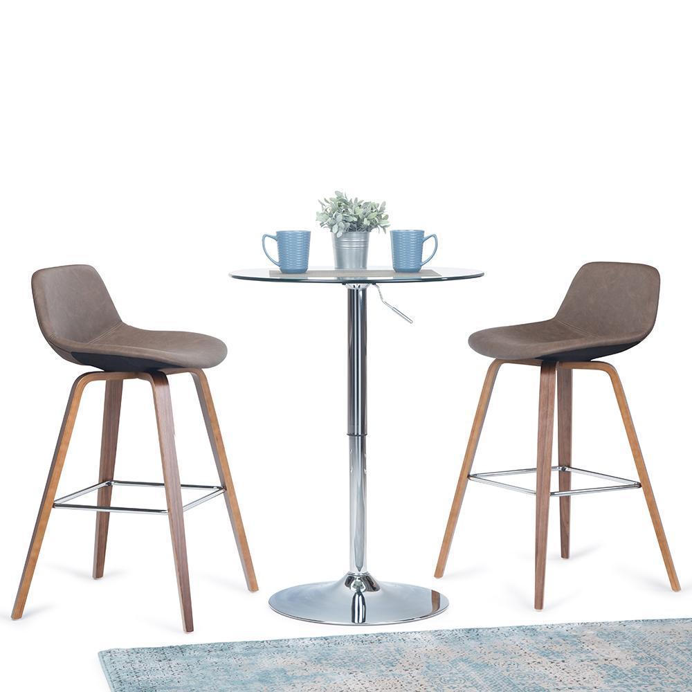 Distressed Chocolate Brown Distressed Vegan Leather Natural | Randolph Bentwood 26 inch Bar Stool (Set of 2)