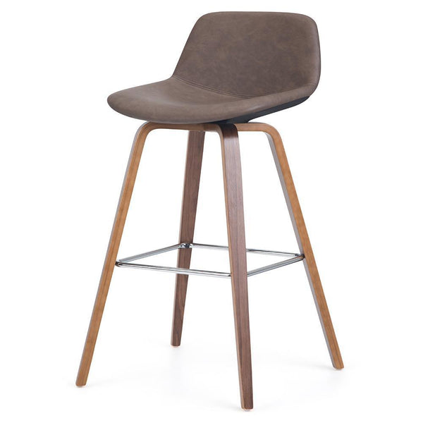 Distressed Chocolate Brown Distressed Vegan Leather Natural | Randolph Bentwood 26 inch Bar Stool (Set of 2)