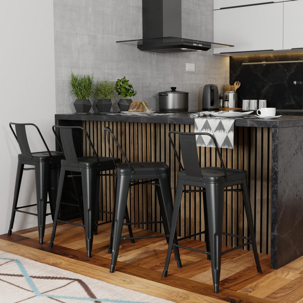 Black 24 inch | Rayne 24 inch Metal Counter Height Stool (Set of 4)