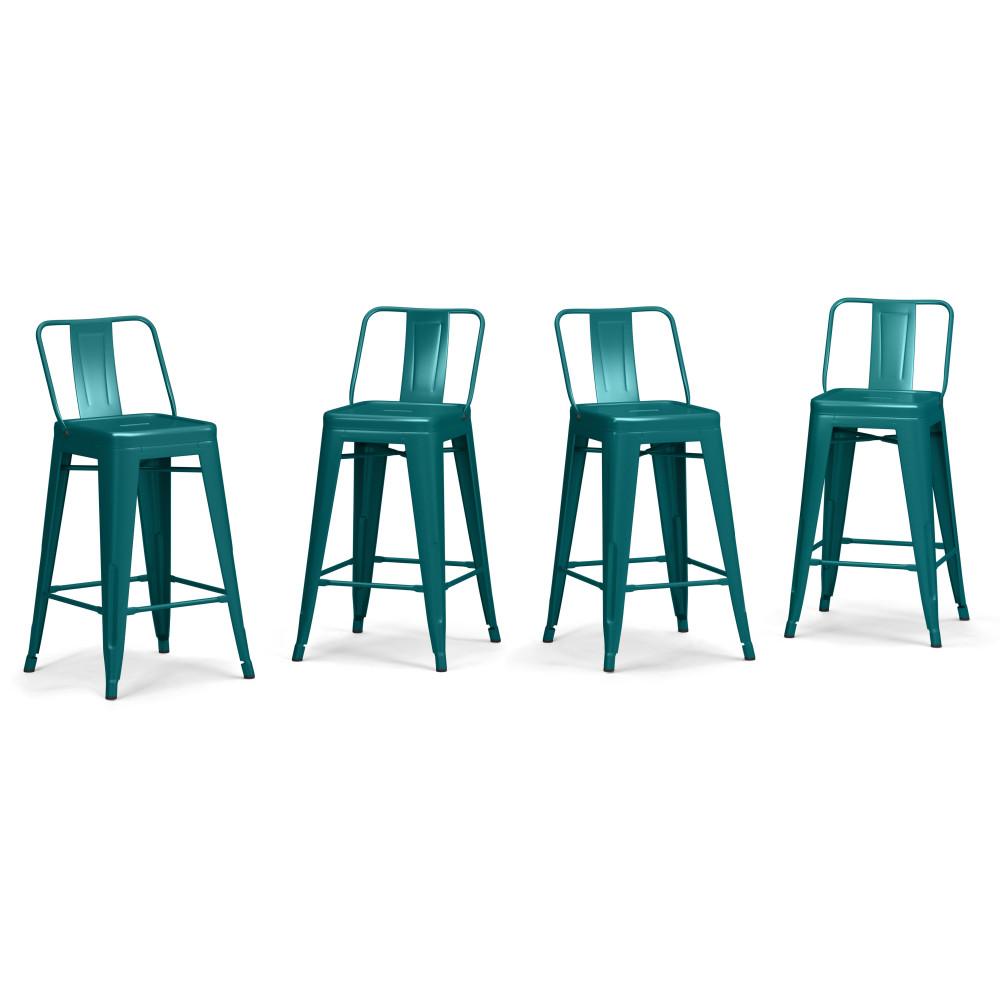 Teal Blue 24 Inch | Rayne 24 inch Metal Counter Height Stool (Set of 4)