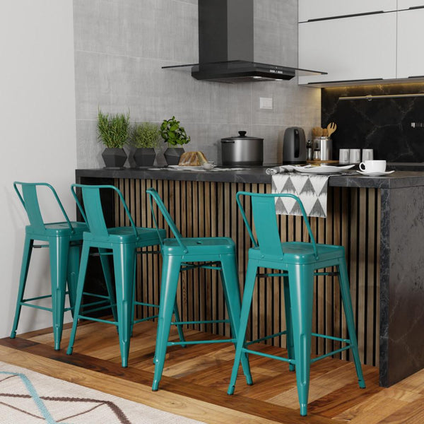 Teal Blue 24 Inch | Rayne 24 inch Metal Counter Height Stool (Set of 4)