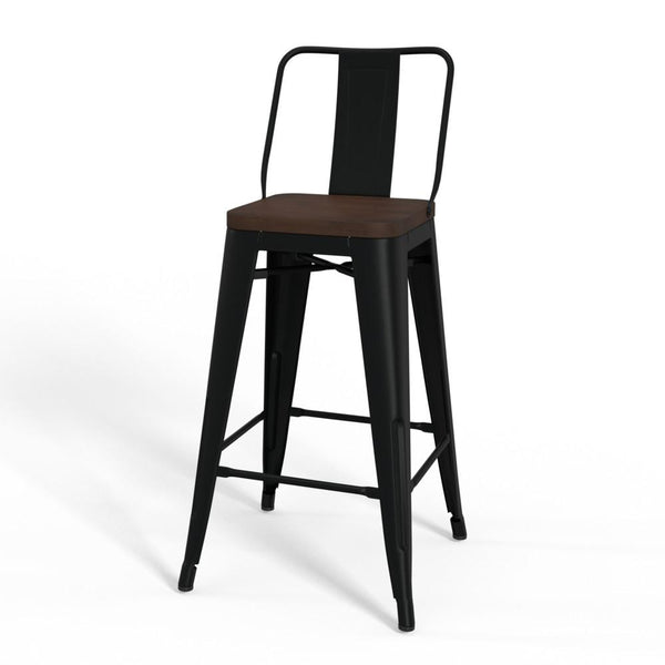 Black 24 inch | Rayne 24 inch Metal  Wood Counter Height Stool (Set of 2)
