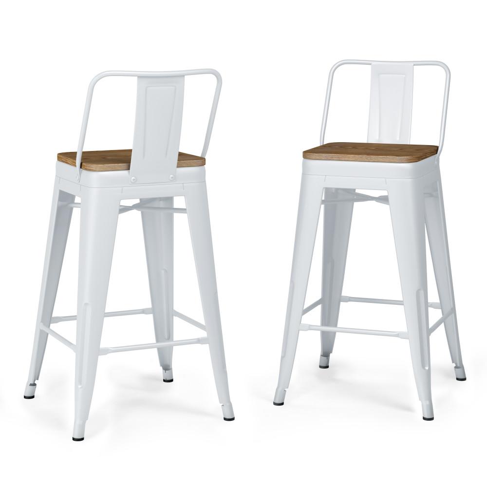 White 24 inch | Rayne 24 inch Metal  Wood Counter Height Stool (Set of 2)