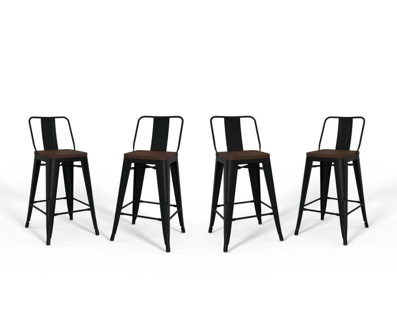 Black 24 inch | Rayne 24 inch Metal Wood Counter Height Stool (Set of 4)