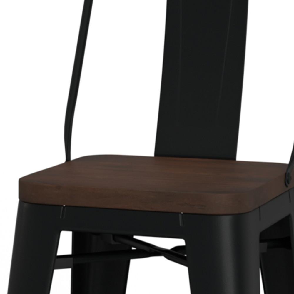 Black  24 inch | Rayne 24 inch Metal  Wood Counter Height Stool (Set of 4)