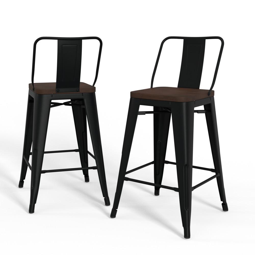 Black 24 inch | Rayne 24 inch Metal Wood Counter Height Stool (Set of 4)