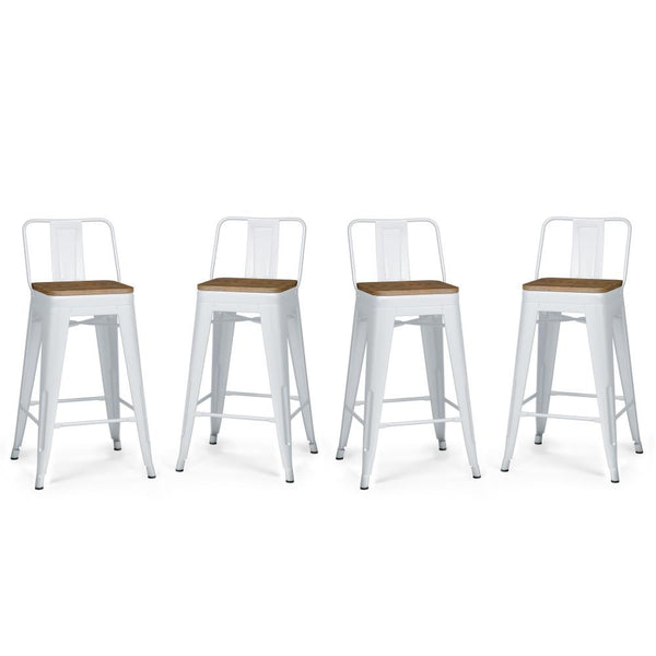 White 24 inch | Rayne 24 inch Metal Wood Counter Height Stool (Set of 4)