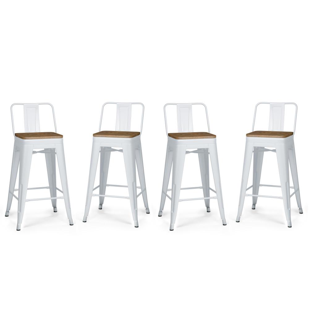 White 24 inch | Rayne 24 inch Metal Wood Counter Height Stool (Set of 4)