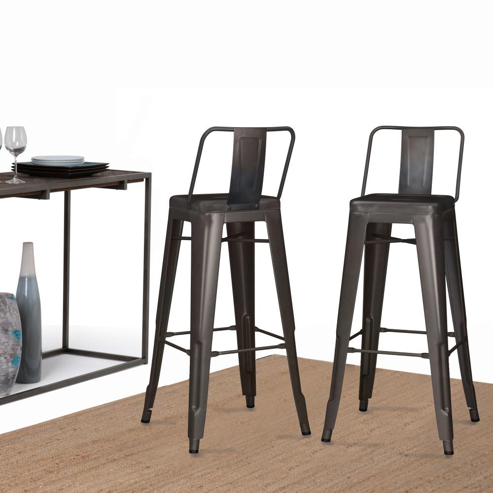 Gun Metal Grey | Rayne 30 inch Metal Bar Stool