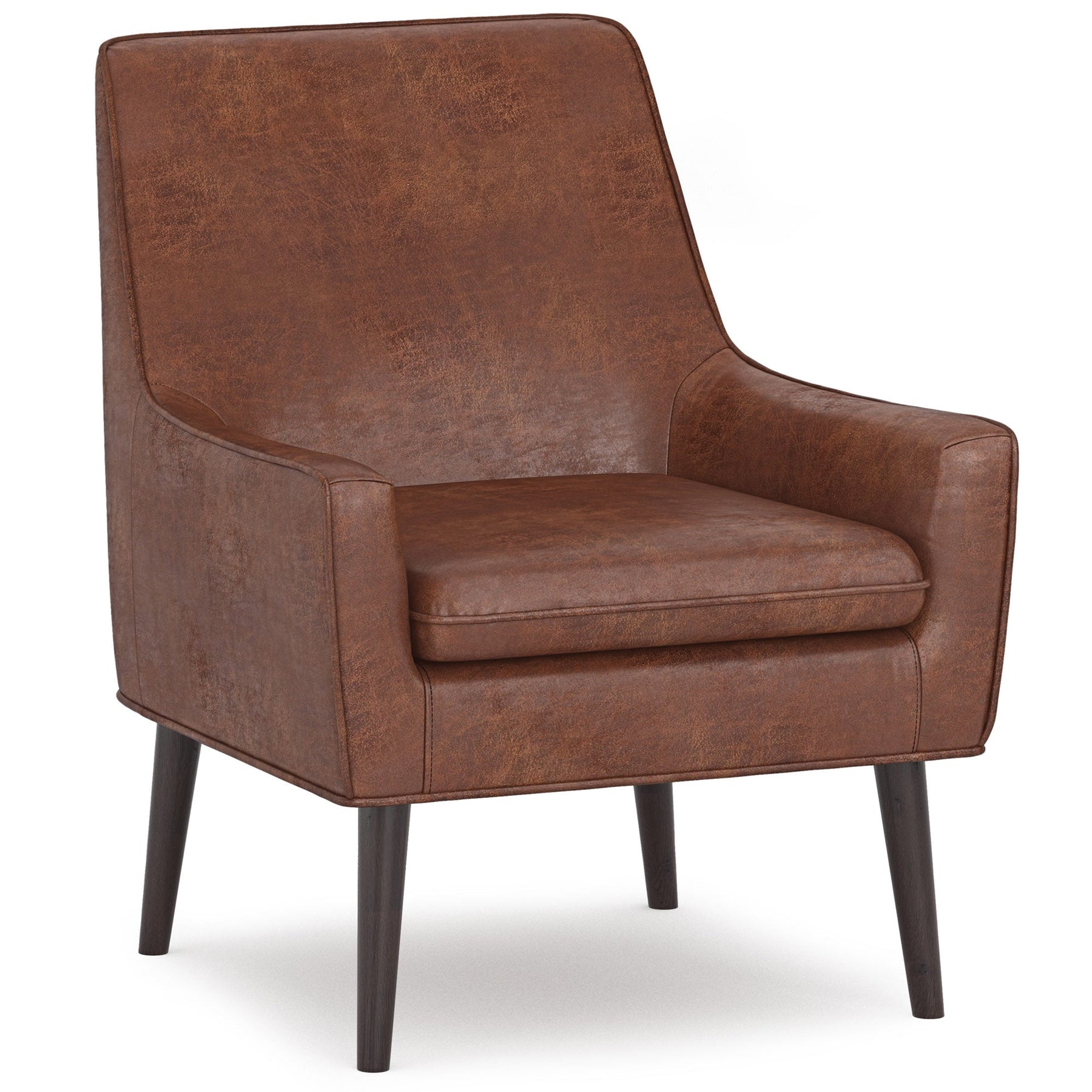 Distressed Saddle Brown Distressed Vegan Leather | Robson Accent Chair