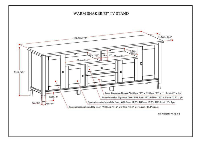 Light Golden Brown | Warm Shaker 72 inch TV Stand