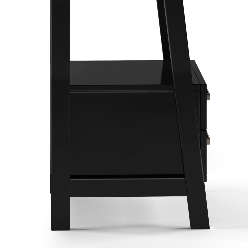 Black | Sawhorse 24 inch Ladder Shelf with Storage