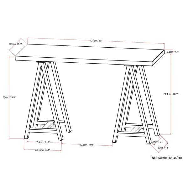 Sawhorse Metal/Wood Console Sofa Table