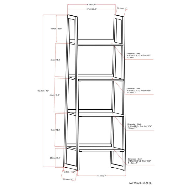Sawhorse Metal/Wood Ladder Shelf