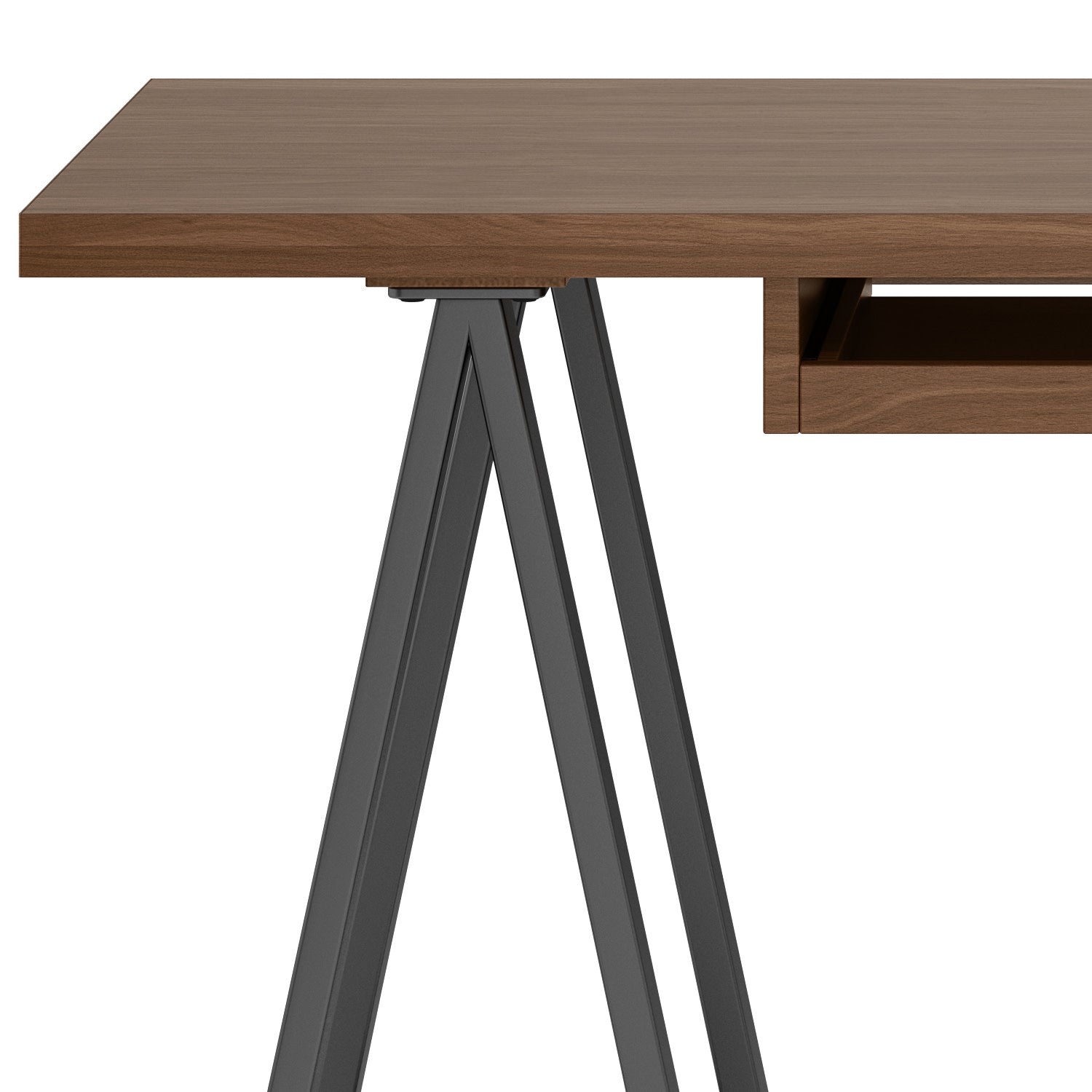 Sawhorse Solid Walnut Veneer and Metal Desk