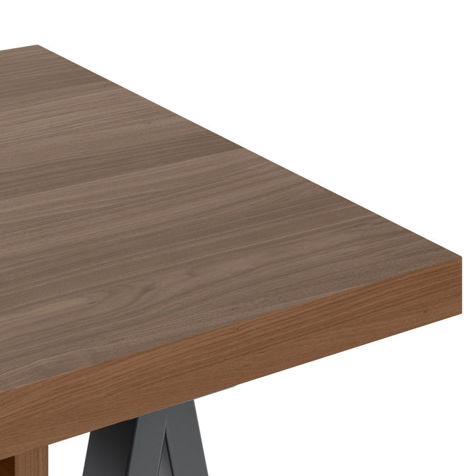 Sawhorse Solid Walnut Veneer and Metal Small Desk