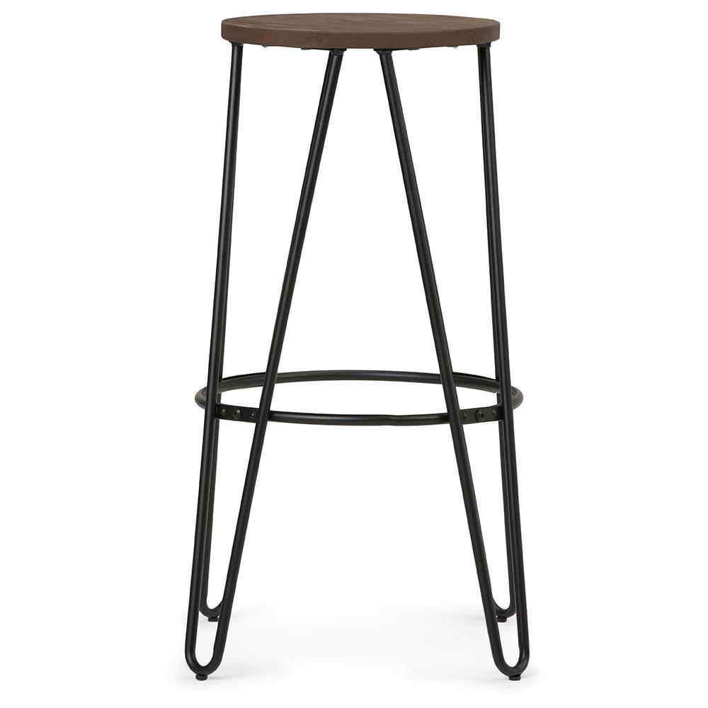 Cocoa Brown | Simeon 24 inch Metal Counter Height Stool with Wood Seat