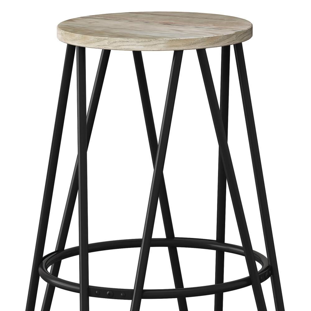 Natural 26 inch | Simeon 26 inch Metal Counter Height Stool with Wood Seat (Set of 2)