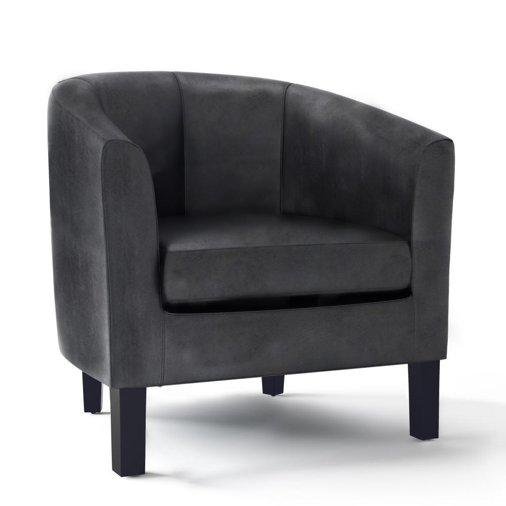 Distressed Black Distressed Vegan Leather | Austin Accent Chair