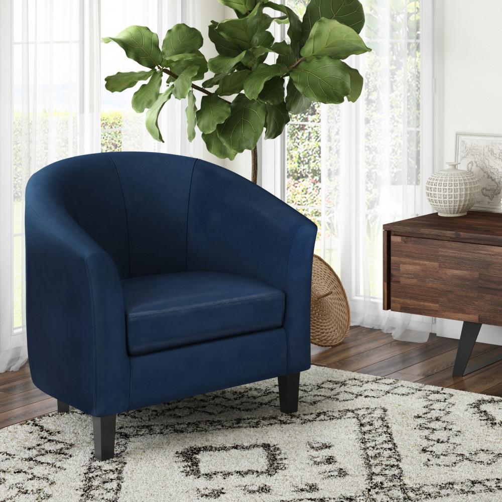 Distressed Dark Blue Distressed Vegan Leather | Austin Accent Chair