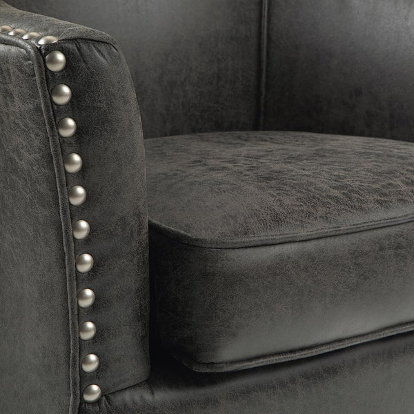 Distressed Charcoal Distressed Vegan Leather | Kildare Tub Chair