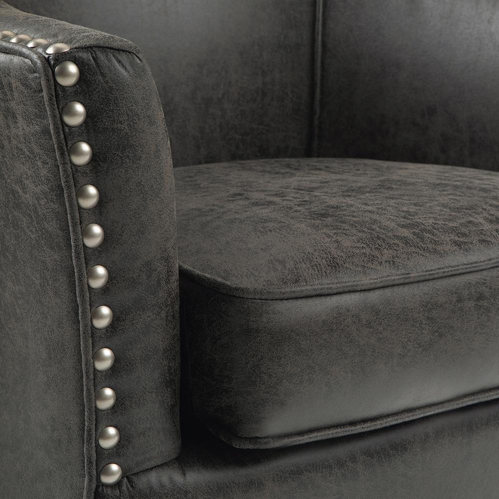 Distressed Charcoal Distressed Vegan Leather | Kildare Tub Chair