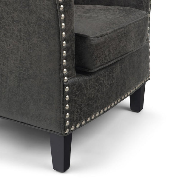 Distressed Charcoal Distressed Vegan Leather | Kildare Tub Chair