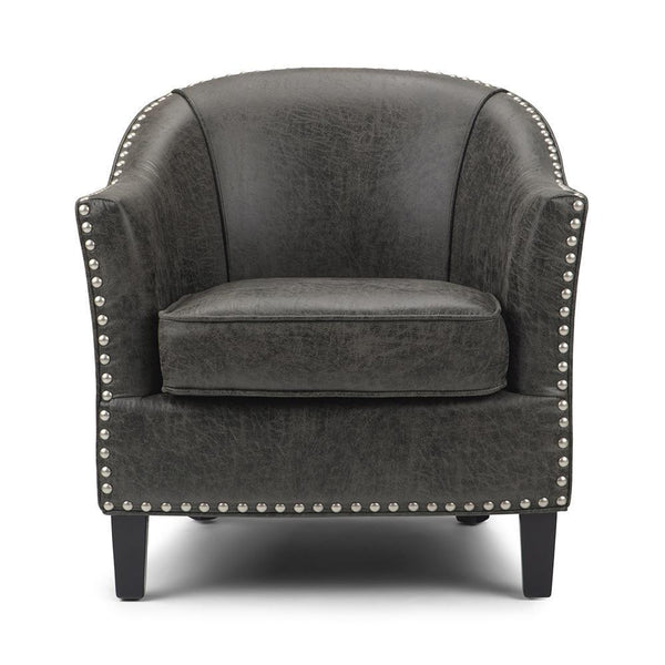 Distressed Charcoal Distressed Vegan Leather | Kildare Tub Chair