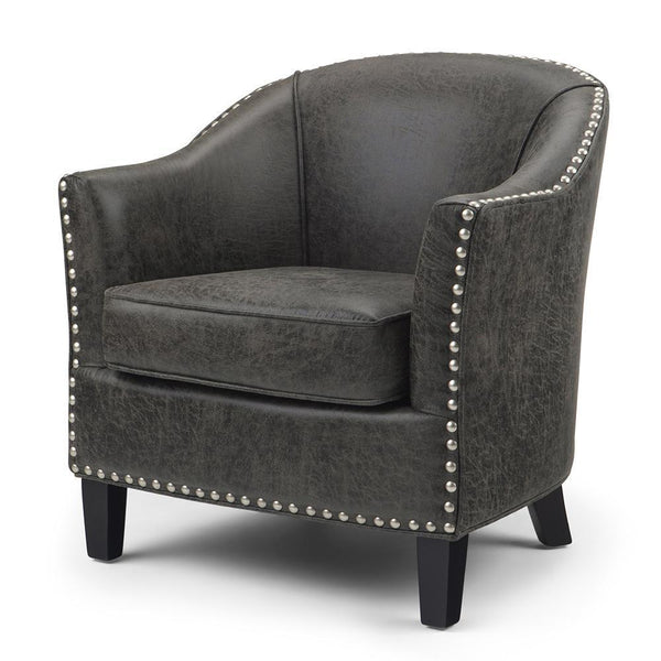 Distressed Charcoal Distressed Vegan Leather | Kildare Tub Chair