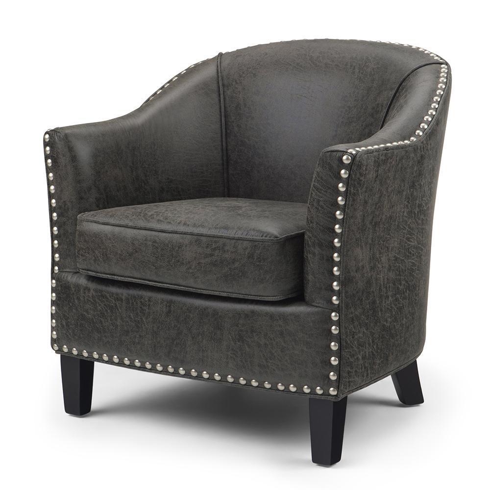Distressed Charcoal Distressed Vegan Leather | Kildare Tub Chair