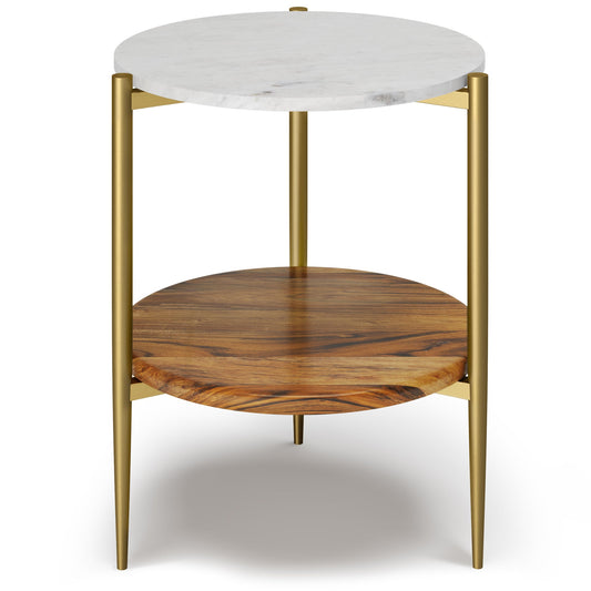 Wagner Round Marble & Wood Side Table