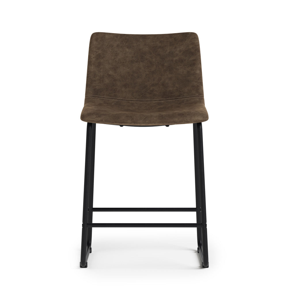 Distressed Brown Distressed Vegan Leather | Warner Counter Height Stool (Set of 2)