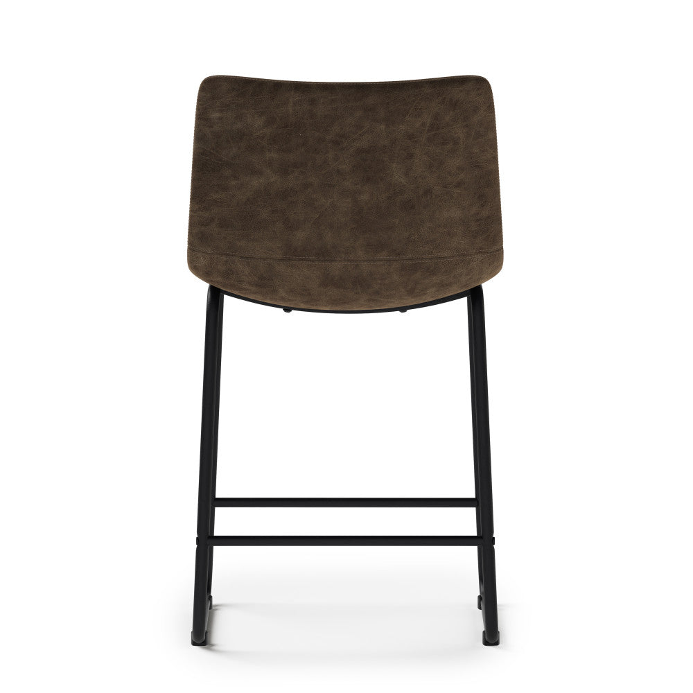 Distressed Brown Distressed Vegan Leather | Warner Counter Height Stool (Set of 2)