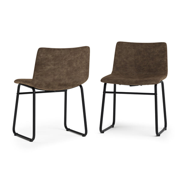 Distressed Brown Distressed Vegan Leather | Warner Dining Chair (Set of 2)