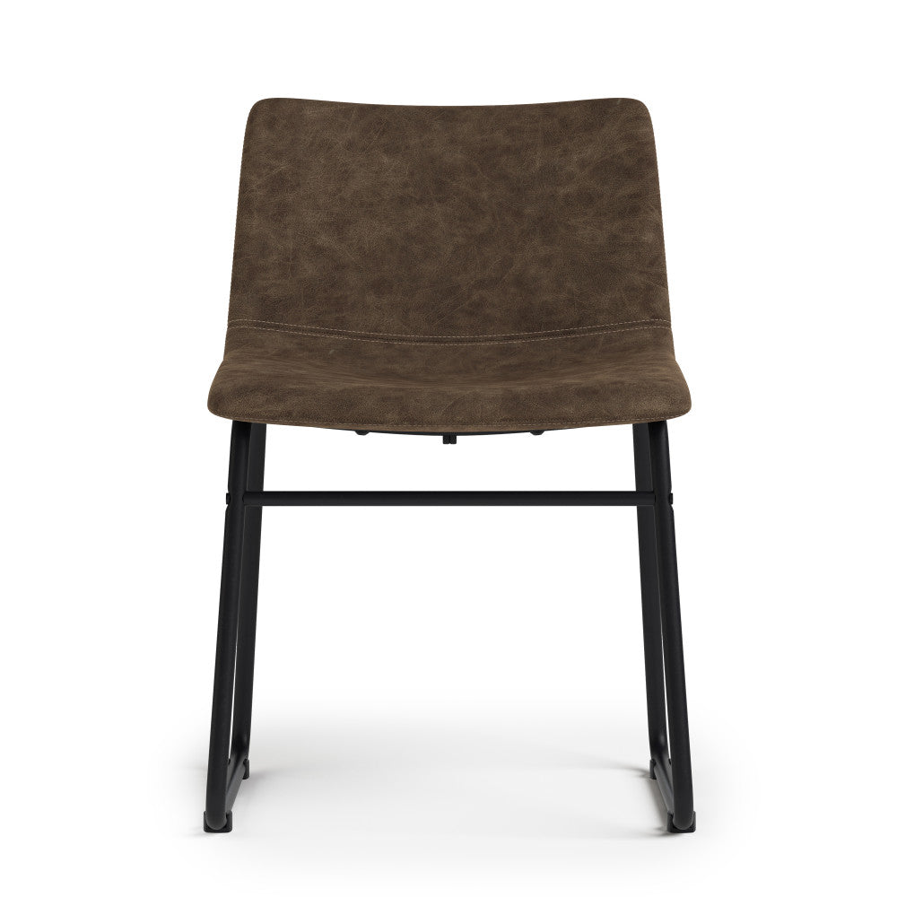 Distressed Brown Distressed Vegan Leather | Warner Dining Chair (Set of 2)
