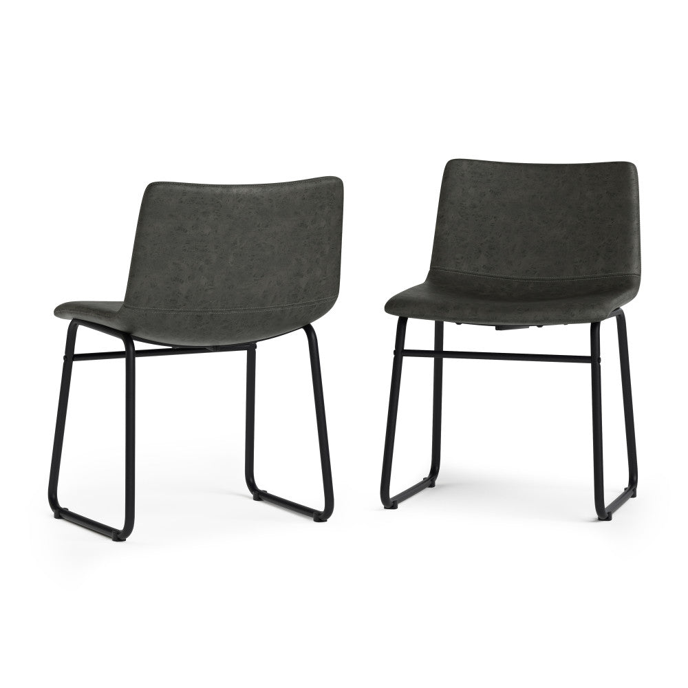 Distressed Charcoal Grey Distressed Vegan Leather | Warner Dining Chair (Set of 2)