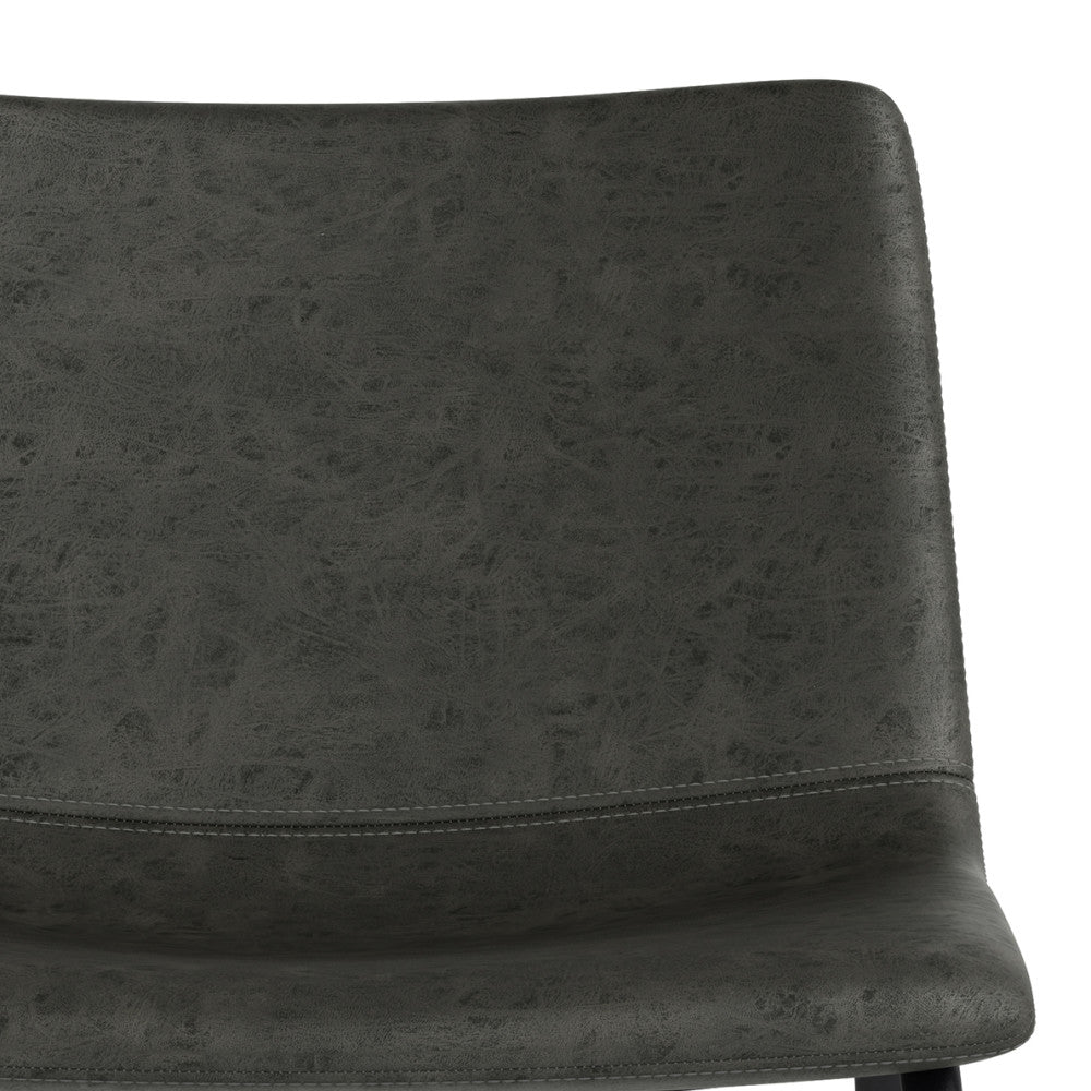 Distressed Charcoal Grey Distressed Vegan Leather | Warner Dining Chair (Set of 2)