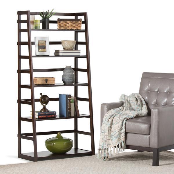 Brunette Brown | Acadian Ladder Shelf Bookcase