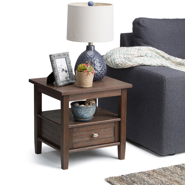 Farmhouse Brown | Warm Shaker 20 inch End Side Table