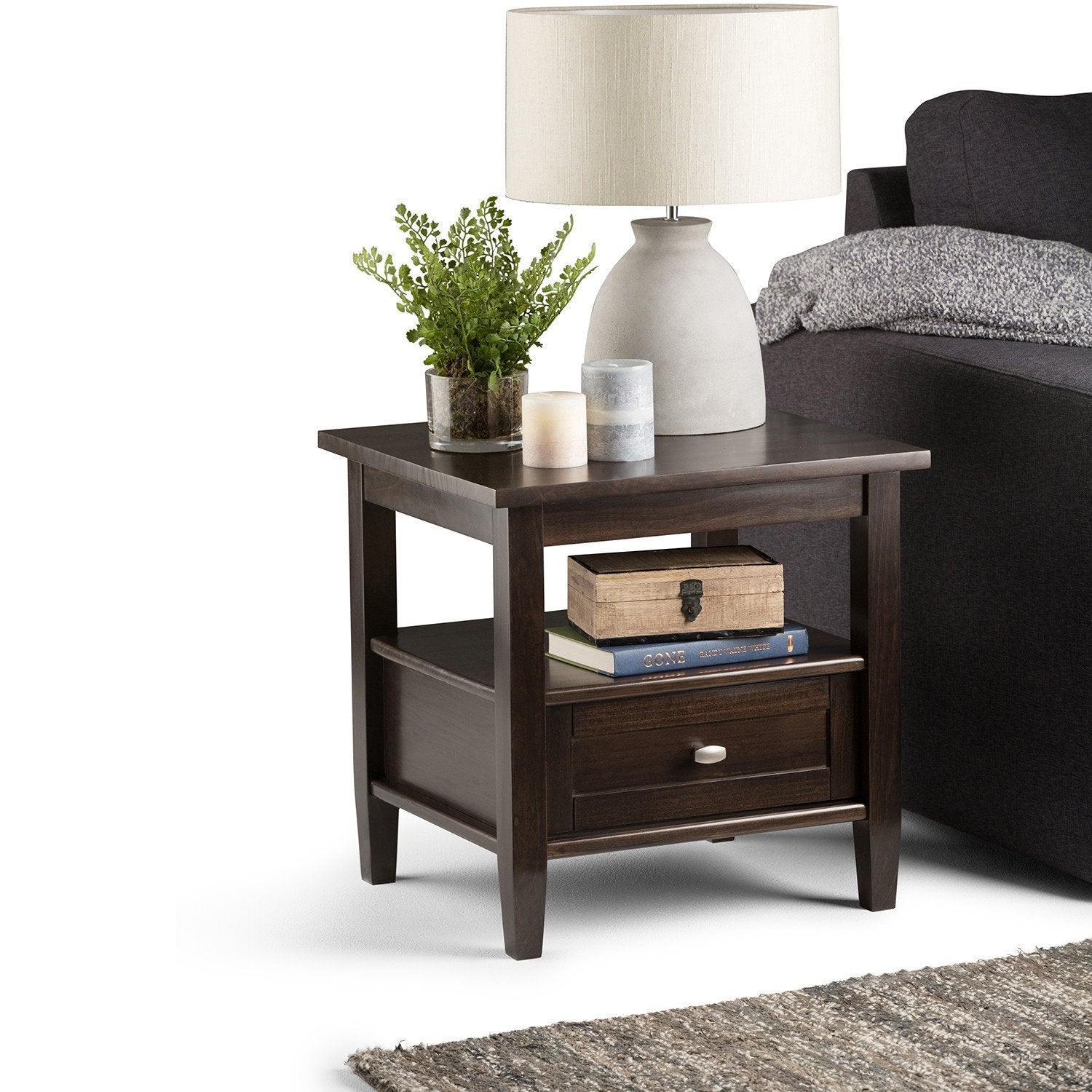 Tobacco Brown | Warm Shaker 20 inch End Side Table