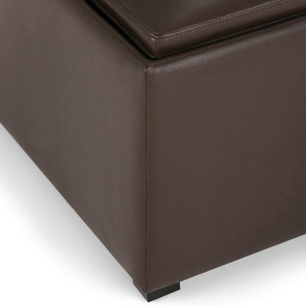 Chocolate Brown Vegan Leather | Avalon Vegan Leather Square Coffee Table Storage Ottoman