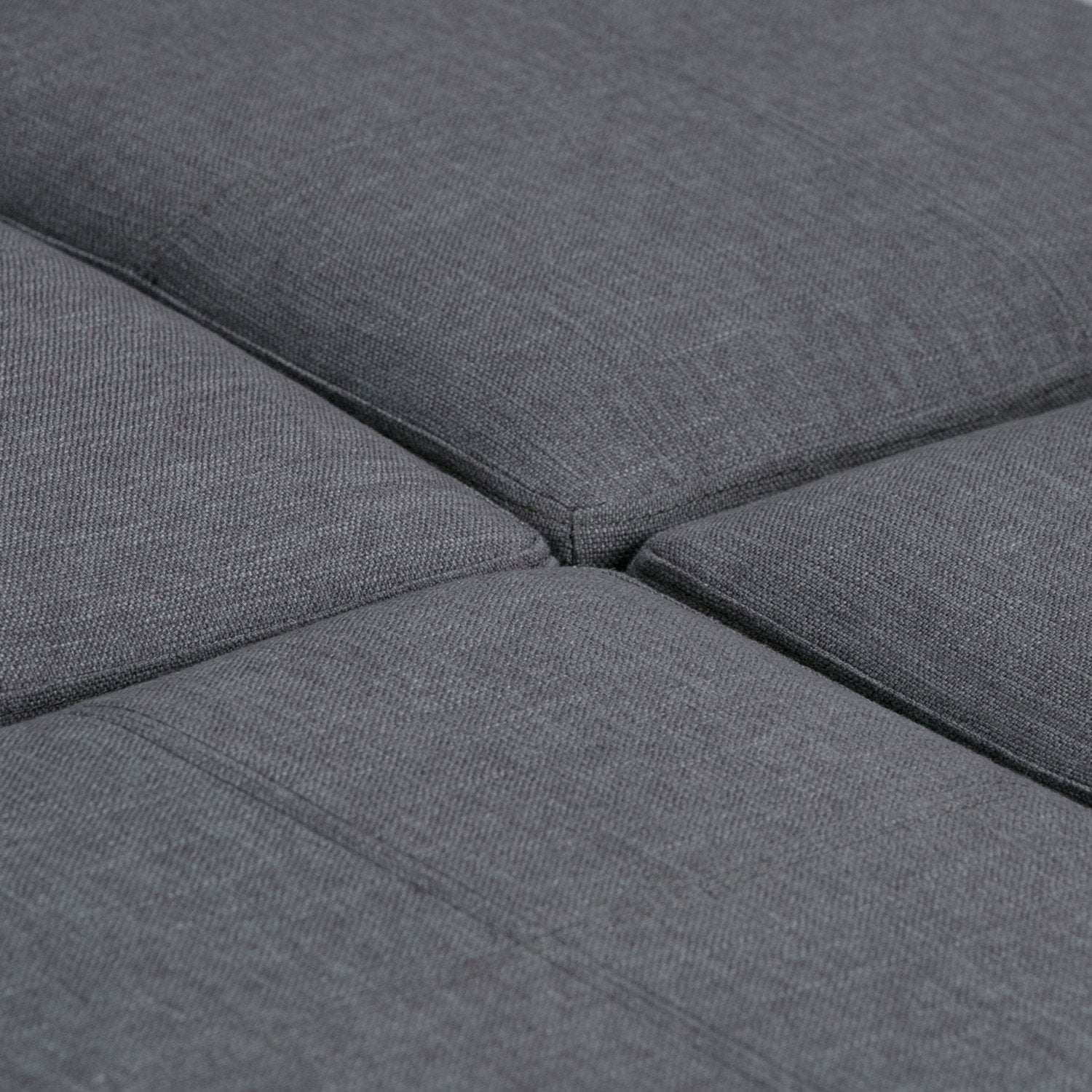 Slate Grey Linen Style Fabric | Avalon Vegan Leather Square Coffee Table Storage Ottoman